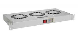 Chladící jednotka 19  1U 2 ventilátory s bimetalovým termostatem RAL 7035 do 19  lišt VJ19-2-T-G