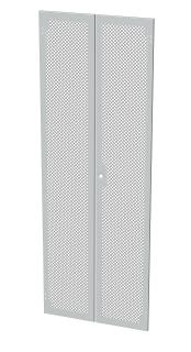 Dveře plechové s perforací LC-50, 45U, šířky 800, dvoukřídlé RAL7035, 1-b zámek