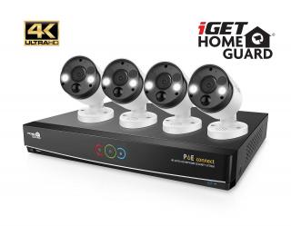 iGET HOMEGUARD HGNVK84904 - Ultra HD 4K systém s PoE napájením, 8-kanálové NVR + 4x HGNVK936CAM 4K kamera