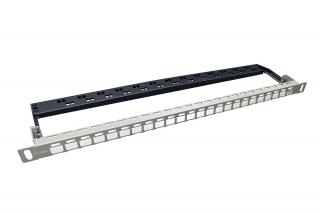 Modulární neosazený high-density patch panel Solarix 24 portů 0,5U SX24HDM-0-STP-SL-UNI