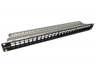 Modulární neosazený patch panel Solarix 24 portů 1U SX24M-0-STP-BK-UNI-N