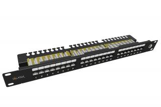 Patch panel Solarix 24 x RJ45 CAT6 UTP s vyvazovací lištou 1U SX24L-6-UTP-BK-N