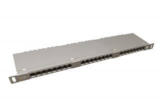 Patch panel Solarix 24xRJ45 CAT5E STP s vyvazovací lištou 0,5U SX24HD-5E-STP-SL