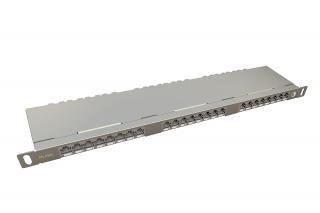 Patch panel Solarix 24xRJ45 CAT6 STP s vyvazovací lištou 0,5U SX24HD-6-STP-SL