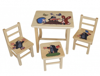 Drew-mix Detský stôl z dreva so stoličkami Krtek Vzor 30