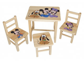 Drew-mix Detský stôl z dreva so stoličkami Mickey Vzor 4