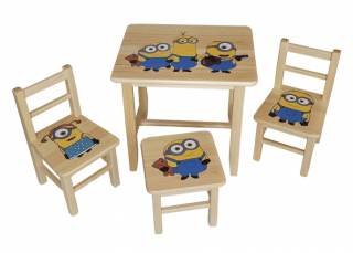 Drew-mix Detský stôl z dreva so stoličkami Mimoň Vzor 27