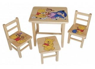 Drew-mix Detský stôl z dreva so stoličkami Pů Vzor 1