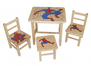 Drew-mix Detský stôl z dreva so stoličkami Spiderman Vzor 24