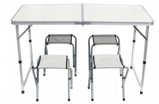 Ekspan TURISTICKÝ SET Skladací stôl 120x60 4 stoličky Barva: Bílá