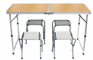 Ekspan TURISTICKÝ SET Skladací stôl 120x60 4 stoličky Barva: Dřevěná