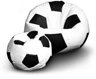 FITMANIA Sedací vak Footbalová lopta xxl + podnoznik Vzor: 01 bílo-černá