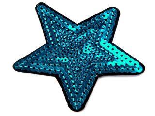 Nažehlovačka hviezda 7cm - tyrkysová  modrá