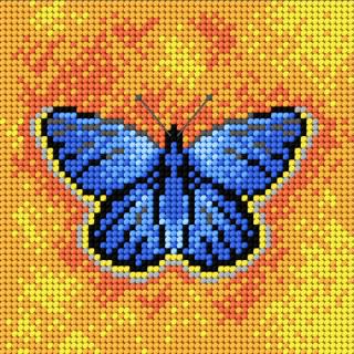 Predloha na vyšívanie 15x15cm - modrý motýľ