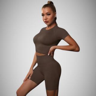 Fitness set shorts Elys hnedý Veľkosť: S
