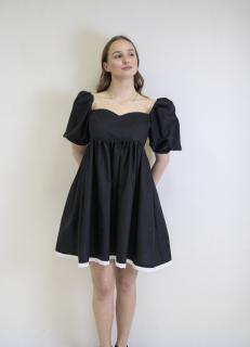 EVERYthing Puff šaty s madeirou Čierna, XL