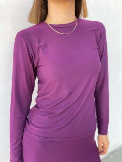 Tričko s dlhým rukávom basic tencel XXL, Bledá fialová
