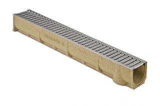 Odvodňovací žľab SELF LINE 100/110 s nerezovým mostíkovým roštom A15kN dĺžka: 0,5m z polymérbetónu