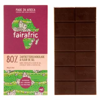 Bio horká čokoláda 80% s Fleur de Sel, vyrobená v Ghane, 80 g