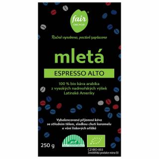 Bio mletá káva Espresso Alto, 250 g