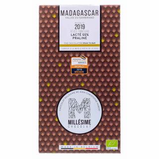 Bio mliečna čokoláda s pralinkovou náplňou Madagaskar 55%, 70 g