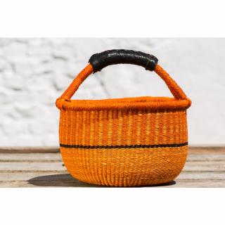Guľatý bolga košík premium z Ghany, rôzne farby, 20 cm Barva: Oranžová
