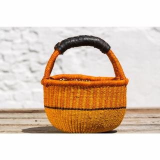Guľatý bolga košík premium z Ghany, rôzne farby, 20 cm Barva: Oranžovo-žlutá