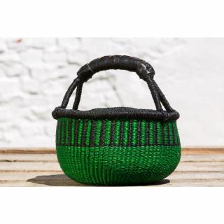 Guľatý bolga košík premium z Ghany, rôzne farby, 20 cm Barva: Zelená