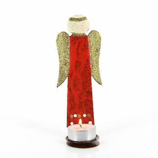 Kovový svietnik Červený anjel z Kolumbie, 17 cm