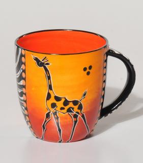 Šálka so žirafou, oranžovo-tyrkysová, 350 ml