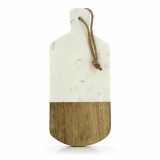 Servírovacia a krájacia doska z mramoru a dreva z Indie, 40 cm