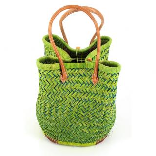 Sťahovacia taška z trávy juncus z Madagaskaru, zelená