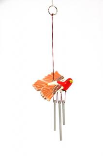 Zvonkohra letiaci vtáčik z Bali, oranžový, 16 cm