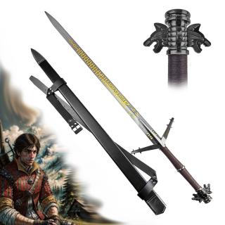 WITCHER/Zaklínačský strieborný meč  A SCARRED WOLF  s chrbtovým popruhom