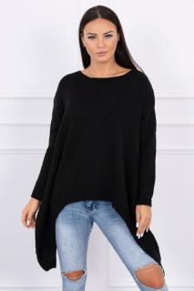 Asymetrický pletený sveter - čierny