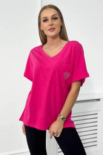 Basic tričko s vreckom - fuchsia