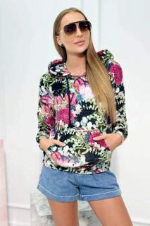 Dámska mikina Flowers - čierna