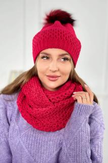 Dámska zimná súprava čiapka a šál - červená