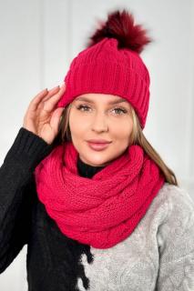 Dámska zimná súprava čiapka a šál - červená