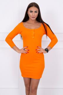 Dámske rebrované šaty s patentkami - oranžová