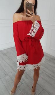 Dámske šaty s čipkou - červená