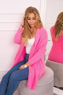 Dámsky jednofarebný pletený sveter - ružová