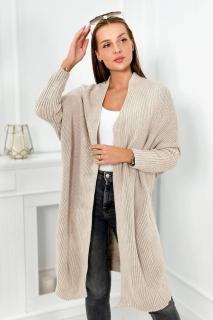 Dámsky jednofarebný pletený sveter - svetlo béžová