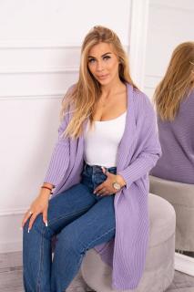 Dámsky jednofarebný pletený sveter - svetlo fialová