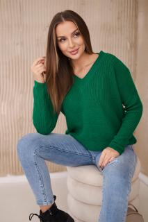 Dámsky sveter s V výstrihom - zelená
