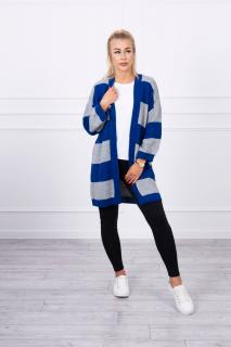 Dvojfarebný pletený sveter - modro-sivá