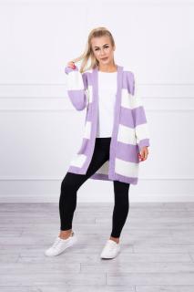 Dvojfarebný pletený sveter - smotanová fialová