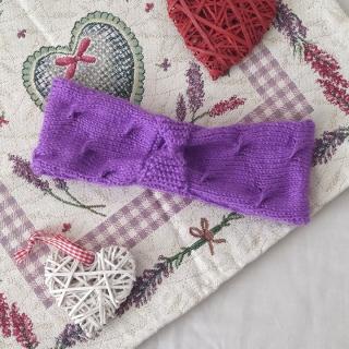 Handmade dámska pletená čelenka - fialová