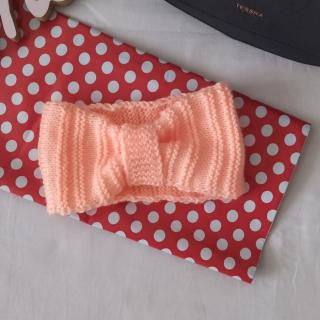 Handmade dámska pletená čelenka - marhuľová