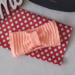 Handmade dámska pletená čelenka - marhuľová
